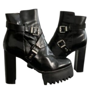 ✨️RARE✨️ Jeffrey Campbell Mercer Buckle Platform Heel Boots 40